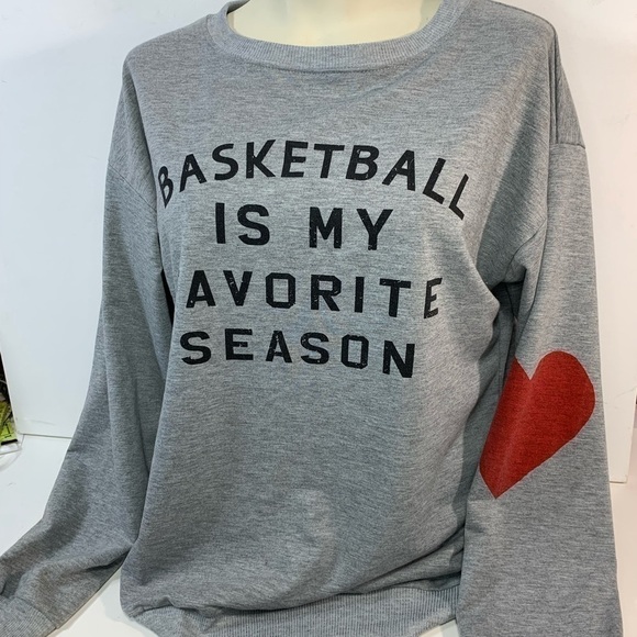 "Basketball is My Favorite Season" Grey Sweater - Picture 1 of 7